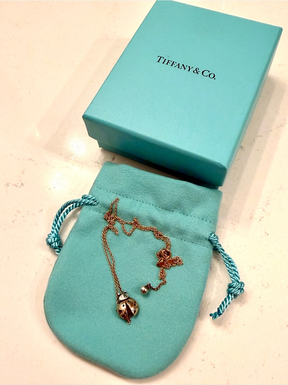 Tiffany & Co. Gold Ladybug Pendant Necklace with Pearl Accent - Picture 5 of 5